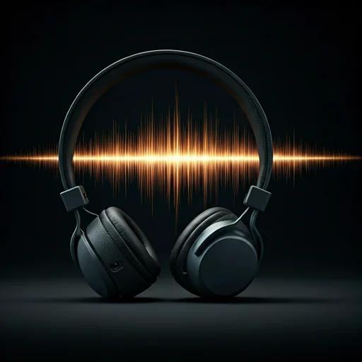 Headphones and abstract sound waves for focus music