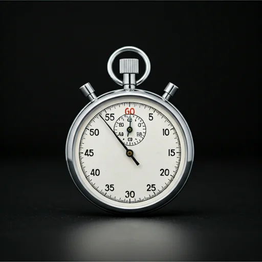 Classic professional silver stopwatch on a white background