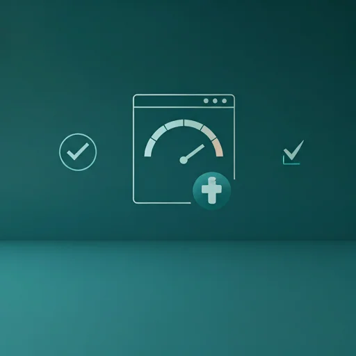 Health gauge and checklist icons representing a website audit process